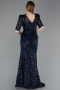 Navy Blue Long Scaly Evening Dress ABU5621