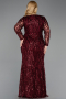 Burgundy Long Scaly Formal Plus Size Dress ABU5937