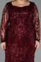 Burgundy Long Scaly Formal Plus Size Dress ABU5937