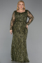 Olive Drab Long Scaly Formal Plus Size Dress ABU5937