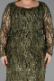 Olive Drab Long Scaly Formal Plus Size Dress ABU5937