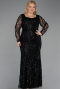 Long Black Scaly Formal Plus Size Dress ABU5937