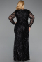Long Black Scaly Formal Plus Size Dress ABU5937