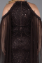 Long Brown Beaded Plus Size Evening Dress ABU6118