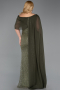 Light Khaki Long Beaded Plus Size Evening Dress ABU5819