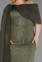 Light Khaki Long Beaded Plus Size Evening Dress ABU5819