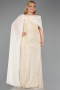 Gold Long Beaded Plus Size Evening Dress ABU5819