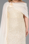 Gold Long Beaded Plus Size Evening Dress ABU5819