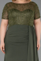 Long Olive Drab Dantelle Plus Size Evening Dress ABU6102