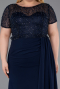 Long Navy Blue Dantelle Plus Size Evening Dress ABU6102