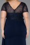 Long Navy Blue Dantelle Plus Size Evening Dress ABU6102