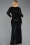 Long Black Scaly Plus Size Evening Dress ABU6074
