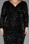 Long Black Scaly Plus Size Evening Dress ABU6074