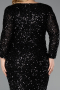Long Black Scaly Plus Size Evening Dress ABU6074