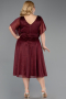 Midi Burgundy Plus Size Cocktail Dress ABK2622