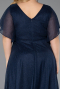 Midi Navy Blue Plus Size Cocktail Dress ABK2622