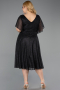 Midi Black-Silver Plus Size Cocktail Dress ABK2622