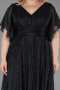 Midi Black-Silver Plus Size Cocktail Dress ABK2622
