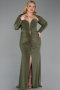 Long Olive Drab Plus Size Evening Gown ABU6097