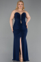 Long Navy Blue Plus Size Evening Gown ABU6097