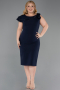 Midi Navy Blue Plus Size Cocktail Dress ABK2618