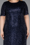 Midi Navy Blue Scaly Plus Size Cocktail Dress ABK2621