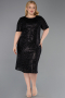Midi Black Scaly Plus Size Cocktail Dress ABK2621