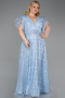 Light Blue Long Plus Size Engagement Dress ABU5872