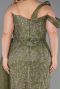 Long Olive Drab Plus Size Evening Dress ABU5844