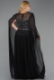 Long Black Chiffon Plus Size Evening Gown ABU6095