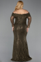 Long Olive Drab Scaly Formal Plus Size Dress ABU6137