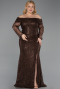 Long Brown Scaly Formal Plus Size Dress ABU6137