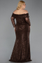 Long Brown Scaly Formal Plus Size Dress ABU6137