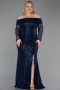 Long Navy Blue Scaly Formal Plus Size Dress ABU6137