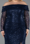 Long Navy Blue Scaly Formal Plus Size Dress ABU6137