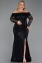 Long Black Scaly Formal Plus Size Dress ABU6137