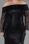 Long Black Scaly Formal Plus Size Dress ABU6137