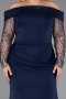 Long Navy Blue Formal Plus Size Dress ABU6103