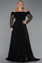 Long Black Plus Size Evening Dress ABU6135