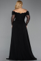 Long Black Plus Size Evening Dress ABU6135