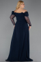 Long Navy Blue Plus Size Evening Dress ABU6135