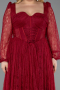 Long Burgundy Dantelle Formal Plus Size Dress ABU6131