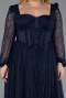 Long Navy Blue Dantelle Formal Plus Size Dress ABU6131