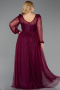 Long Cherry Colored Dantelle Formal Plus Size Dress ABU6131