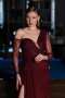 Burgundy Long Dantelle Evening Dress ABU5618