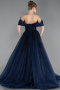 Navy Blue Long Plus Size Haute Couture Dress ABU3623