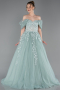 Mint Long Plus Size Haute Couture Dress ABU3623