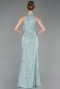 Mint Halter Neck Long Beaded Mermaid Evening Gown ABU4791