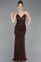 Long Brown Satin Prom Gown ABU6152