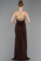 Long Brown Satin Prom Gown ABU6152